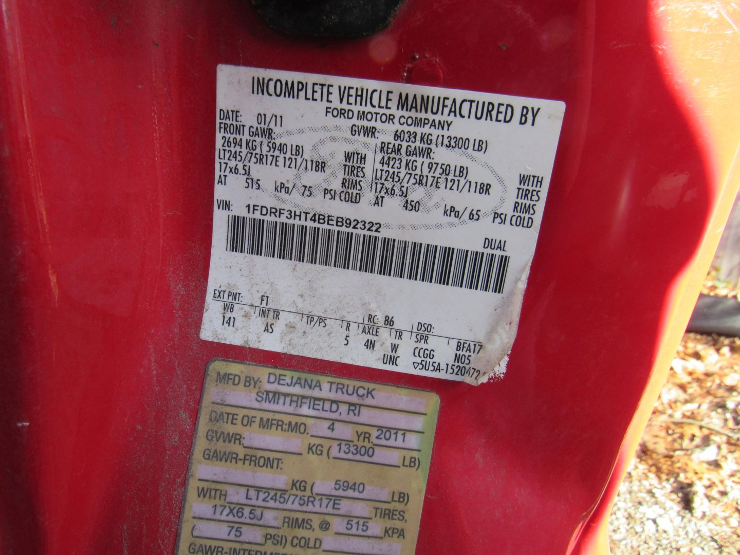 ford f-350 super duty chassis cab 2011 1FDRF3HT4BEB92322 image ford f-350 super duty chassis cab 2011 1FDRF3HT4BEB92322 image